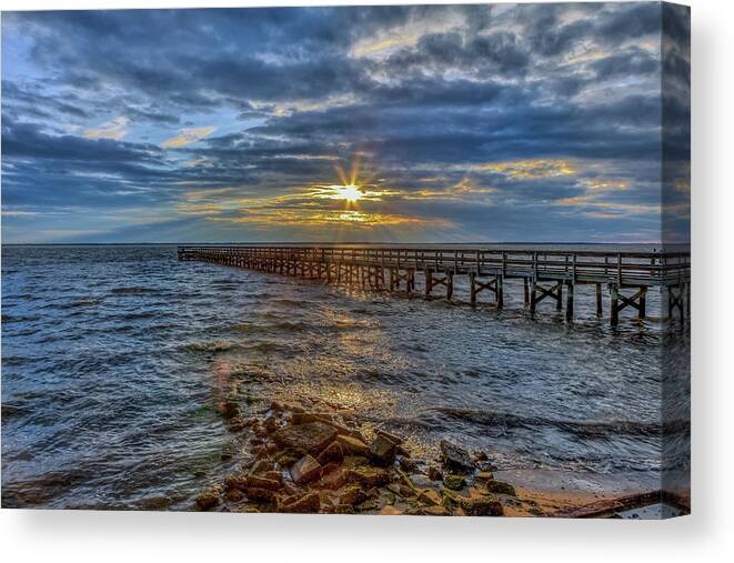 Hilton Canvas Print featuring the photograph Hilton Pier #4 by Jerry Gammon