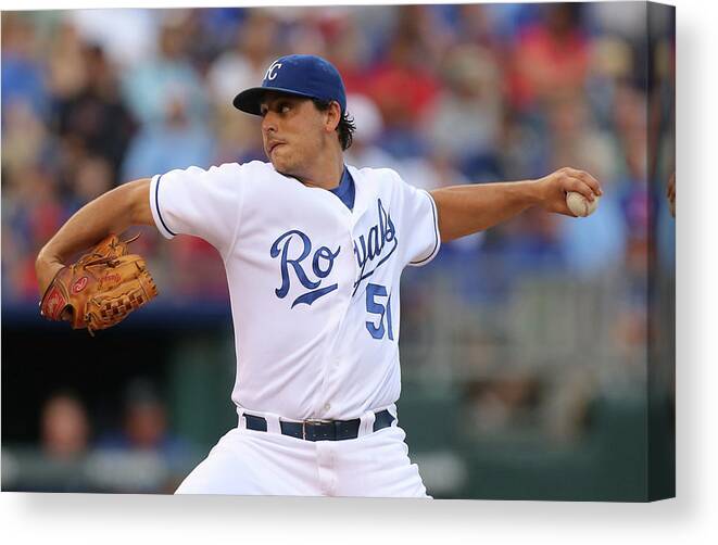 American League Baseball Canvas Print featuring the photograph Jason Vargas #4 by Ed Zurga