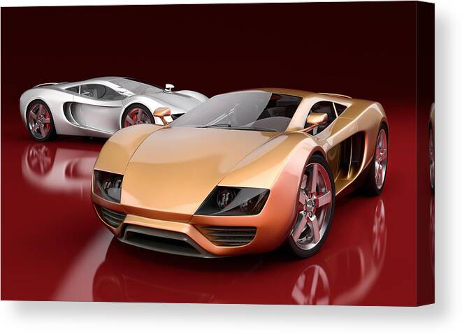 Orange Color Canvas Print featuring the photograph Sports Cars #4 by Mevans