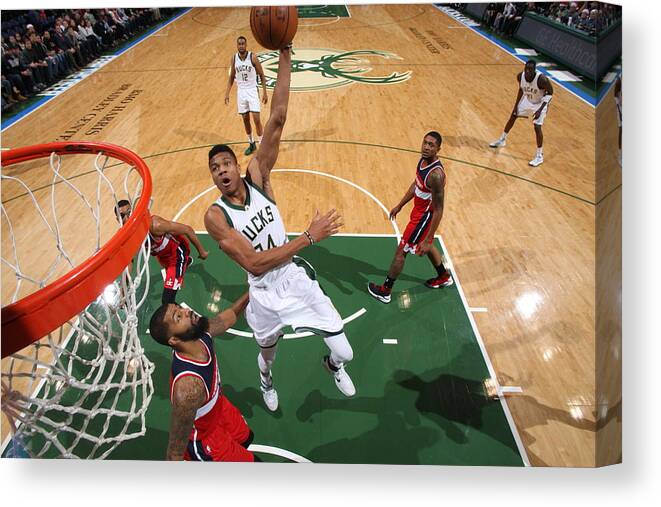 Giannis Antetokounmpo Canvas Print featuring the photograph Giannis Antetokounmpo #44 by Gary Dineen