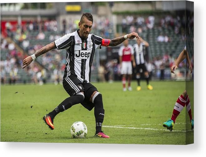 People Canvas Print featuring the photograph AET International Challenge Cup - South China vs Juventus #5 by Power Sport Images
