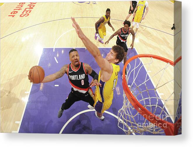 Nba Pro Basketball Canvas Print featuring the photograph Damian Lillard by Andrew D. Bernstein