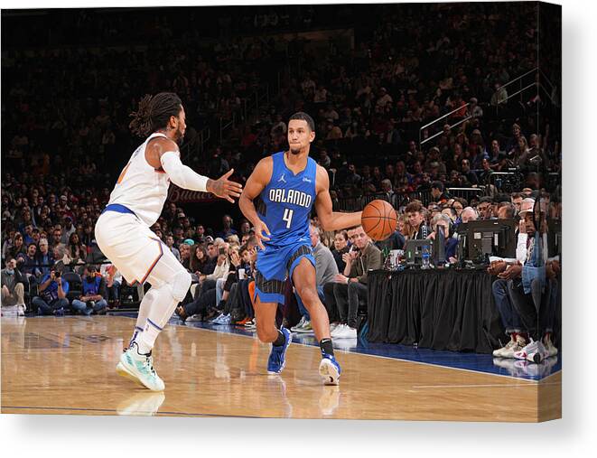 Nba Pro Basketball Canvas Print featuring the photograph Orlando Magic v New York Knicks by Jesse D. Garrabrant