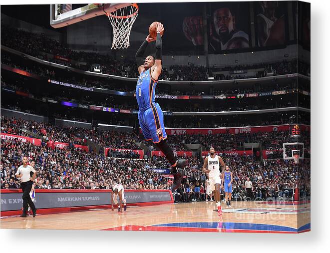 Nba Pro Basketball Canvas Print featuring the photograph Russell Westbrook by Andrew D. Bernstein