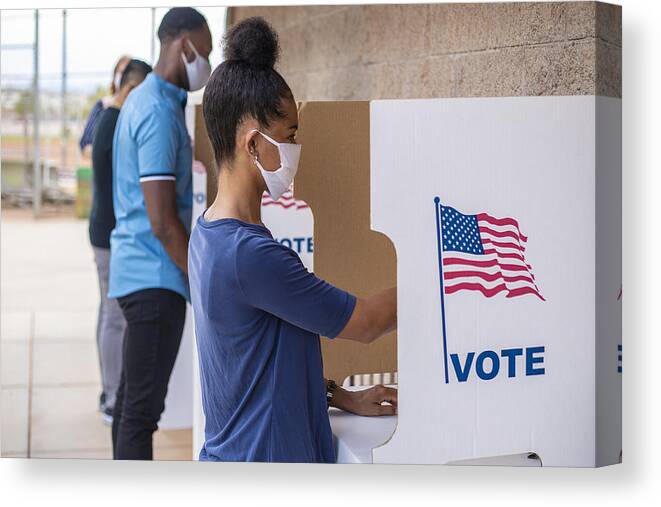 Polling Place Canvas Print featuring the photograph Voting #5 by Lpettet
