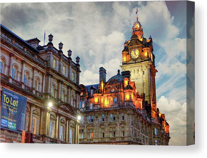 City Of Edinburgh Scotland Canvas Print featuring the digital art City of Edinburgh Scotland by SnapHappy Photos