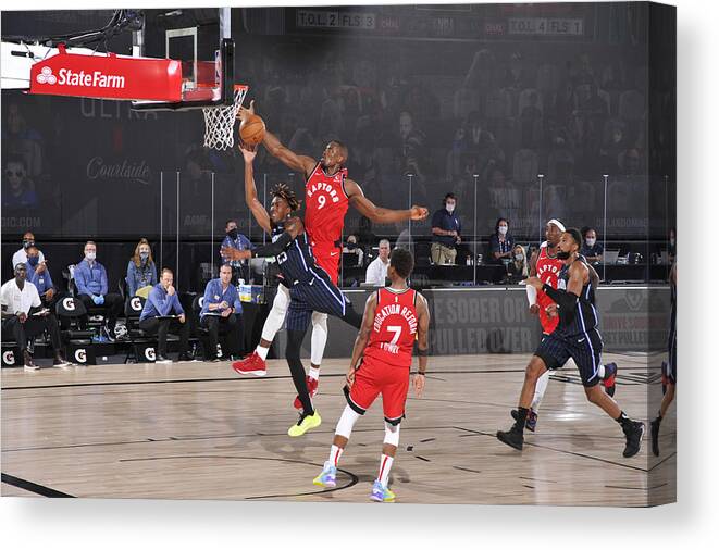 Nba Pro Basketball Canvas Print featuring the photograph Serge Ibaka by Garrett Ellwood