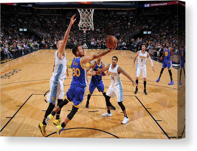 Nba Pro Basketball Canvas Print featuring the photograph Stephen Curry by Garrett Ellwood