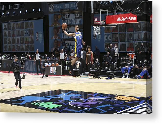 Cassius Stanley Canvas Print featuring the photograph 2021 NBA All-Star - AT&T Slam Dunk Contest #7 by Nathaniel S. Butler