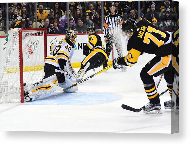People Canvas Print featuring the photograph Boston Bruins v Pittsburgh Penguins #7 by Matt Kincaid