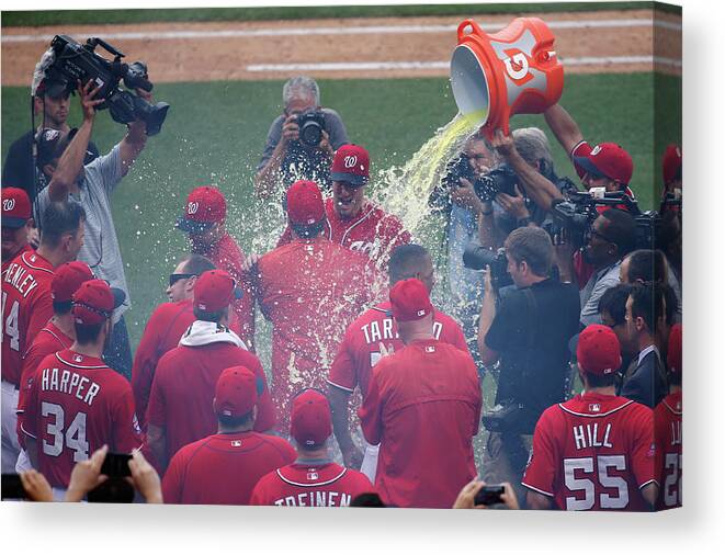 People Canvas Print featuring the photograph Max Scherzer #7 by Rob Carr