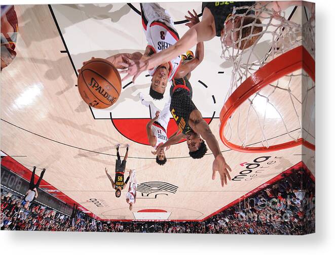 Nba Pro Basketball Canvas Print featuring the photograph C.j. Mccollum by Sam Forencich