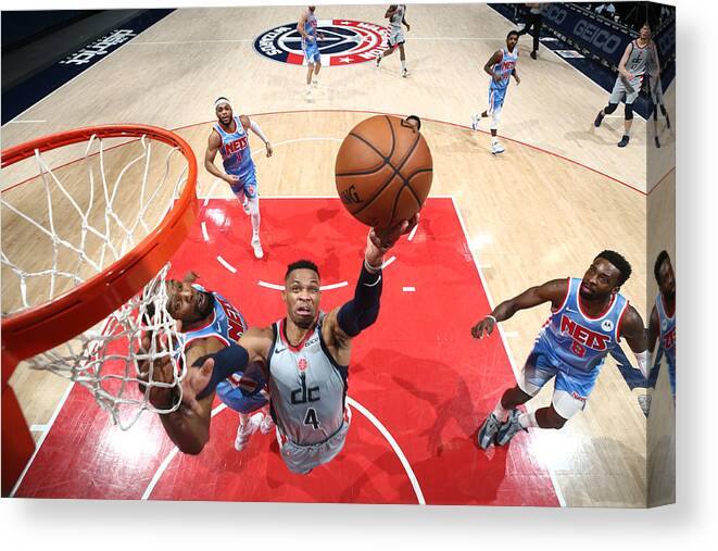 Russell Westbrook Canvas Print featuring the photograph Russell Westbrook by Ned Dishman