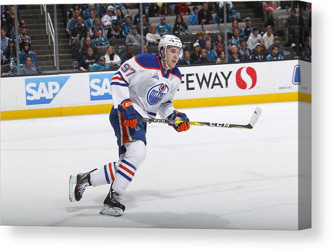 People Canvas Print featuring the photograph Edmonton Oilers v San Jose Sharks #9 by Rocky W. Widner/NHL