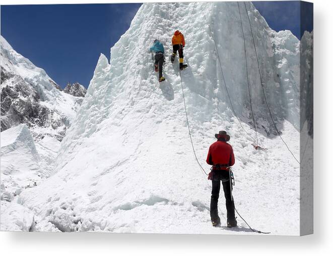 Mid Adult Canvas Print featuring the photograph Everest Mountaineers - Nepal #9 by Jason Maehl