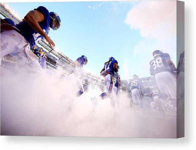 American Football Canvas Print featuring the photograph New England Patriots v New York Giants #9 by Al Bello