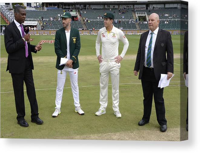 International Match Canvas Print featuring the photograph South Africa v Australia - 4th Test: Day 1 #9 by Gallo Images