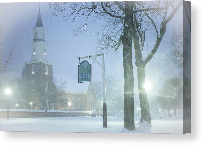 Colonial Williamsburg Canvas Print featuring the photograph A Blizzard Strikes the Duke of Gloucester Street by Rachel Morrison
