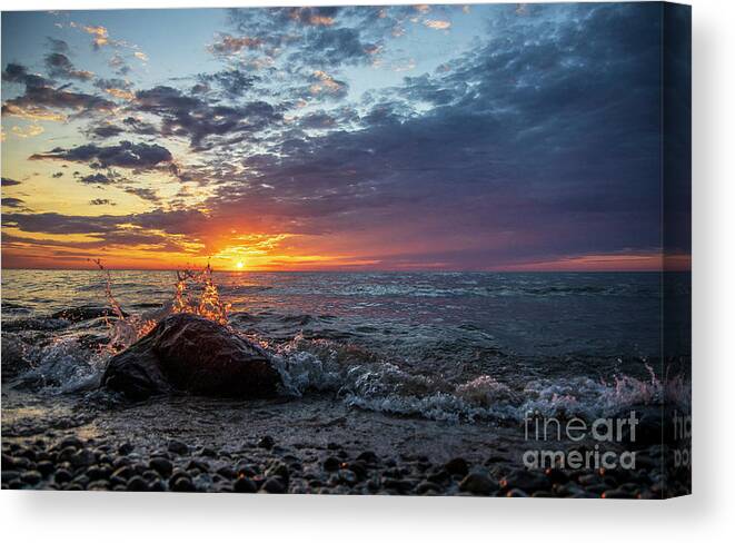 Heart Canvas Print featuring the photograph A heart shaped splash at sunrise by Eric Curtin