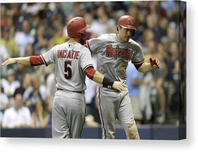 Ninth Inning Canvas Print featuring the photograph A. J. Pollock by Mike Mcginnis