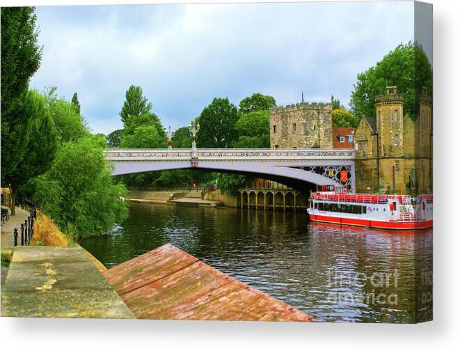 Digital Art Canvas Print featuring the photograph A picture of a pleasure boat moored on the River Ouse York UK by Pics By Tony