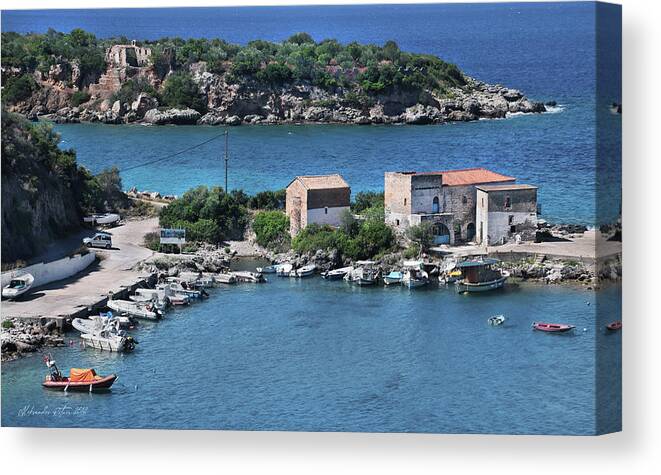 Water Canvas Print featuring the photograph A Postcard from Greece by Aleksander Rotner