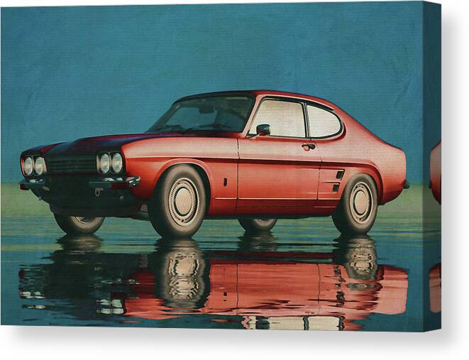 Classic Car Canvas Print featuring the digital art A Rare Classic Car - The Ford Capri RS V6 From 1973 by Jan Keteleer