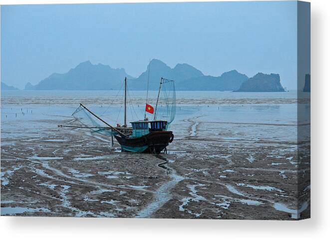 Tranquility Canvas Print featuring the photograph A ship during ebb tide by Stephan Rebernik Photography