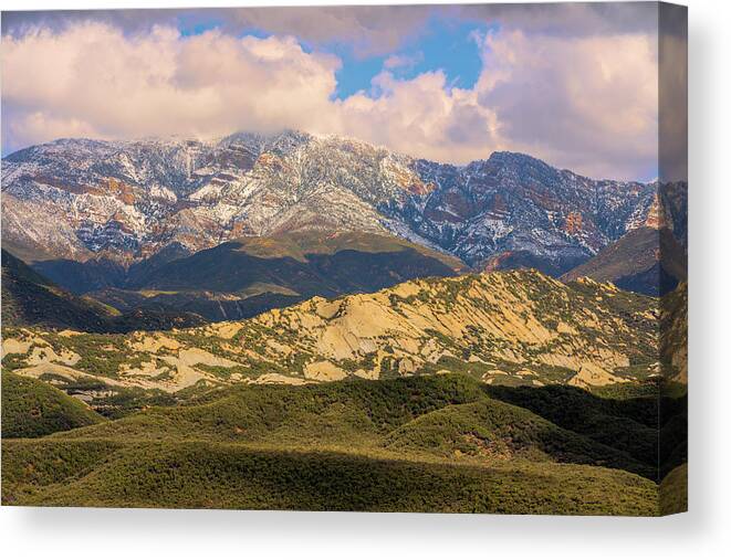 Mountains Canvas Print featuring the photograph A Snowy Day in the Mountains by Lindsay Thomson