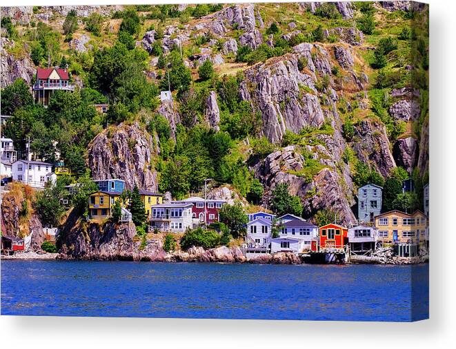 The Battery Canvas Print featuring the photograph A Splash of Red - The Battery, St John's by Laura Tucker