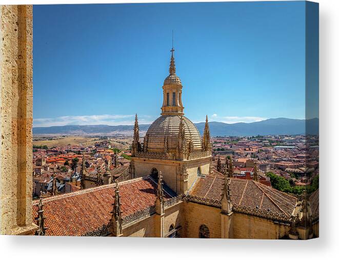 Spain Canvas Print featuring the photograph A View of Segovia's Cathedral by W Chris Fooshee