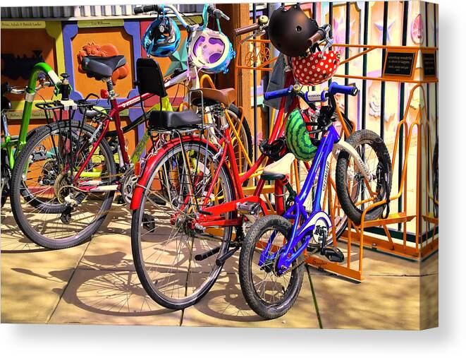 Bikes Canvas Print featuring the photograph A Whole Bunch of Bikes by Floyd Snyder