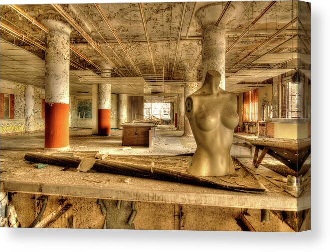 Structure Canvas Print featuring the photograph Abandoned Skeleton of a Building 003 by James C Richardson