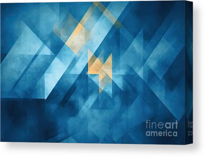 Background Canvas Print featuring the painting Abstract Blue Background With Triangles And Rectangle Shapes Layered In Contemporary Modern Art Design by N Akkash
