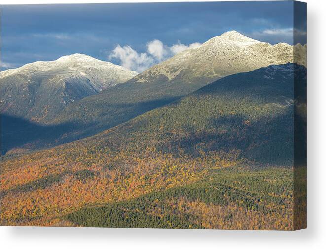 Adams Canvas Print featuring the photograph Adams Jefferson Autumn Snow by White Mountain Images