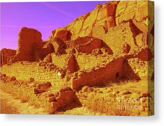 Adobe Canvas Print featuring the photograph Adobe walls in Chaco Canyon by Jeff Swan