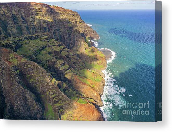 Hawaii Canvas Print featuring the photograph Aerial View of the Na Pali Coastal Formations by Nancy Gleason