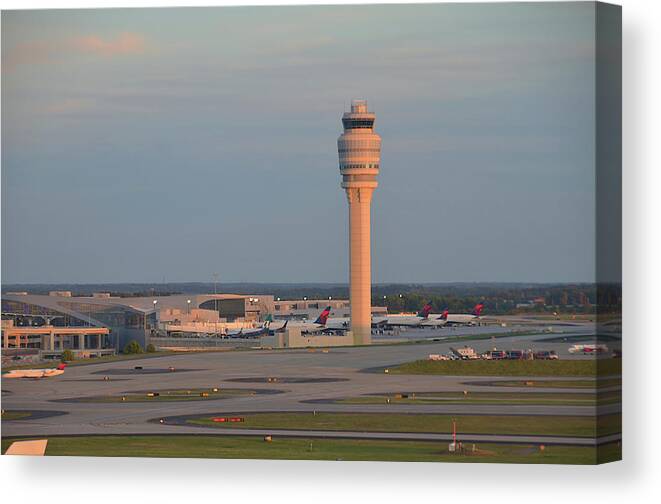Airport Canvas Print featuring the photograph Airport tower by Dmdcreative Photography
