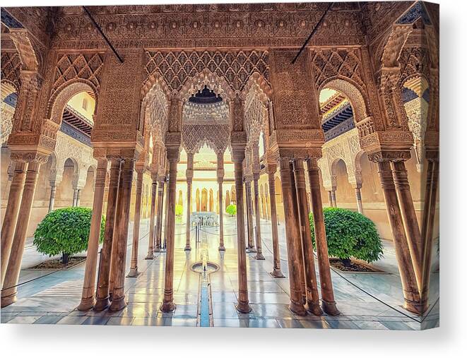 Architecture Canvas Print featuring the photograph Alhambra Palace by Manjik Pictures