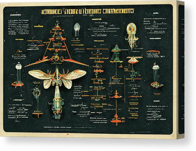 Alien Canvas Print featuring the digital art Alien Insects #5 by Nickleen Mosher