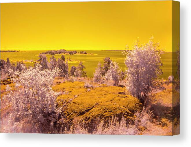 Yellow Canvas Print featuring the photograph Alient planet by Maria Dimitrova