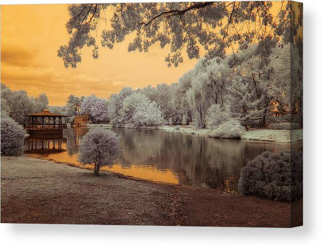 Coopers Pond Canvas Print featuring the photograph All is Calm at Coopers Pond by Penny Polakoff