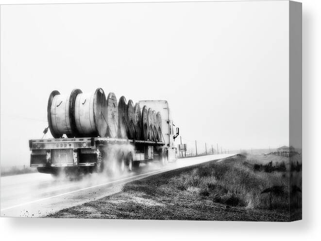 Theresa Tahara Canvas Print featuring the photograph All Weather Trucker Bw by Theresa Tahara