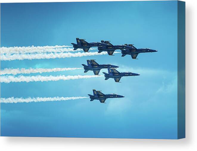  Canvas Print featuring the photograph America Strong Flyover - Covid19 by Randall Allen