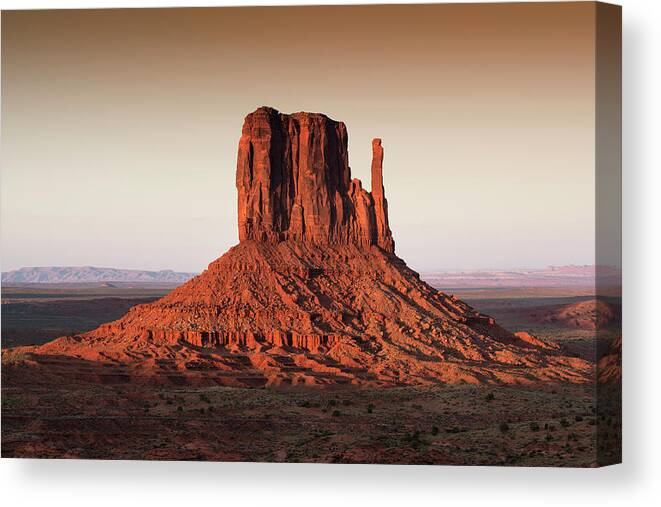 American West Canvas Print featuring the photograph American West - Sunset Red Rock by Philippe HUGONNARD
