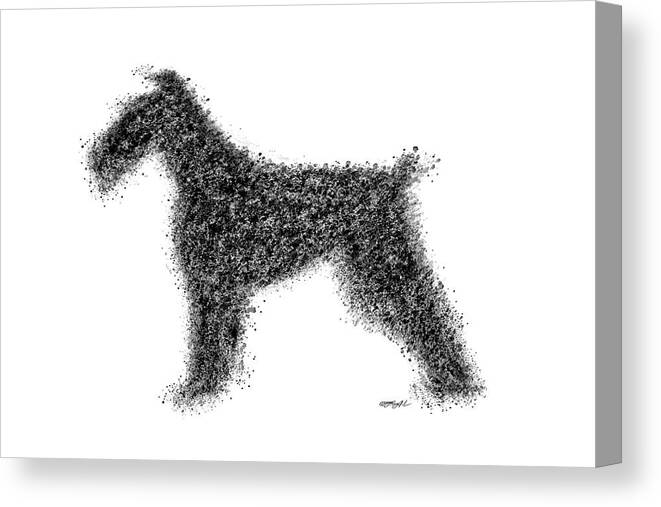 3x2 Canvas Print featuring the mixed media An Irish Terrier Painting in Black and White Splatter 3x2 ratio by OLena Art