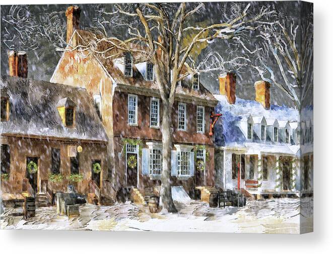 Williamsburg Canvas Print featuring the digital art An Old Fashioned Christmas by Lois Bryan