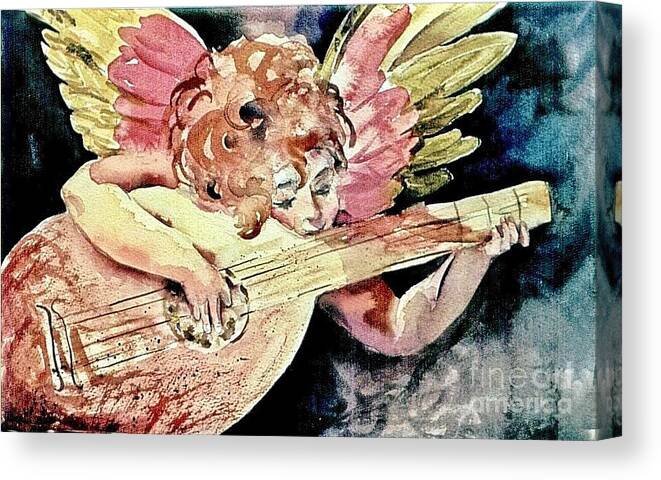 Angels Canvas Print featuring the painting Angelic Music by Mafalda Cento