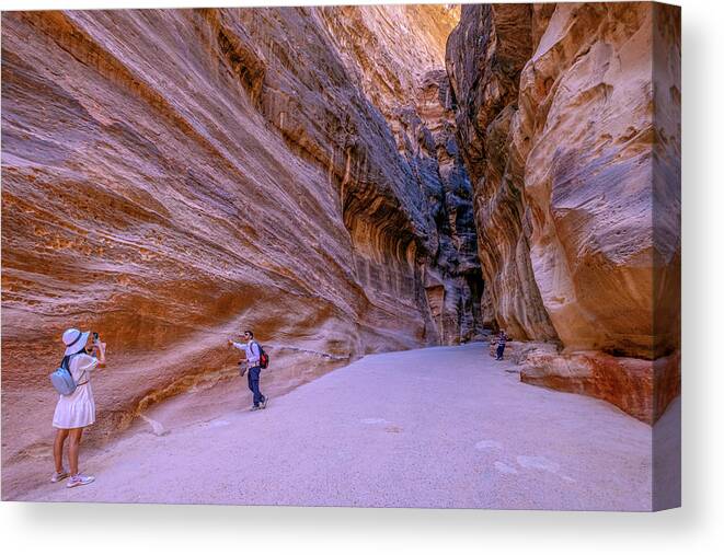 Petra Canvas Print featuring the photograph Another intimate moment in Petra, Jordan by Dubi Roman