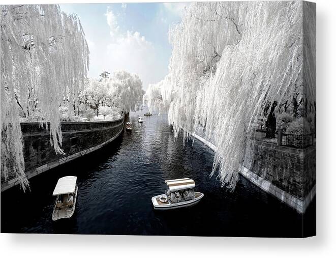 Infrared Canvas Print featuring the photograph Another Look Asia China - Boat Trip by Philippe HUGONNARD